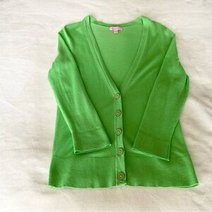 Lilly Pulitzer Green Cardigan Sweater V-Neck Knit